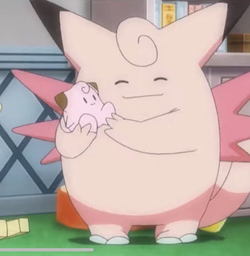 clefable hugging a pokedoll