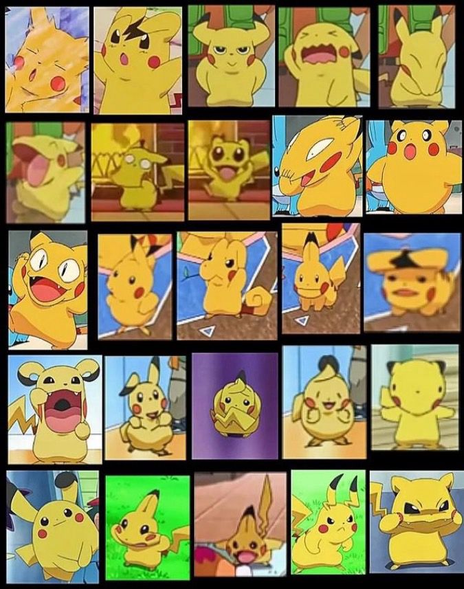 Picture compilation of Pikachu mimicking other Pokémon
