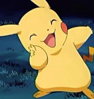 Screenshot of pikachu in the Pokémon anime doing a “peace” sign 