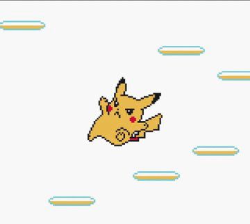 Pikachu doing a flying kick in the into to Pokémon Yellow 