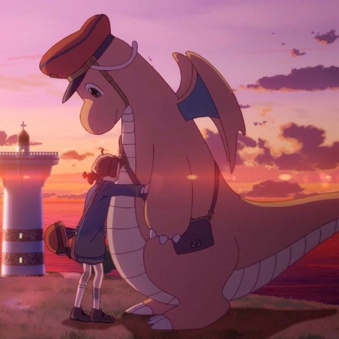 Screenshot of dragonite getting hugs in the Pokémon animated series “Dragonite and the special delivery.”