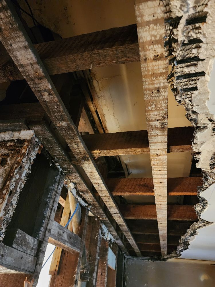 exposed ceiling with ragged edge