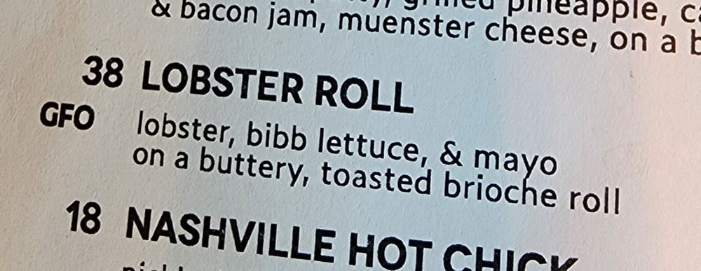 $38 lobster roll