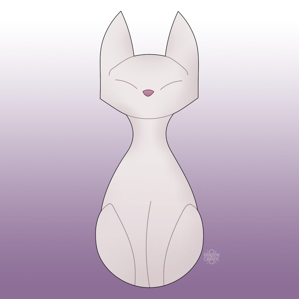 A digital drawing of Ghost from the animated series Owl House, in her asleep staff form. You can see her from the front, on a background that goes from purple at the bottom to white at the top.