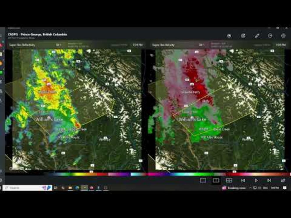 Mesoscale Convective System in the Cariboo Right Now!