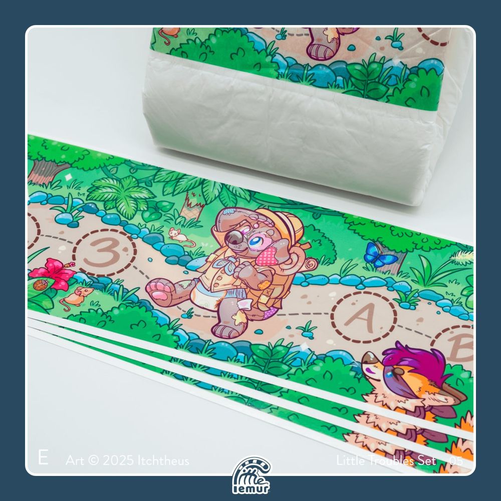 Patches walks through a jungle scene looking around, there are butterflies, flowers, mice & cute animals all about. 