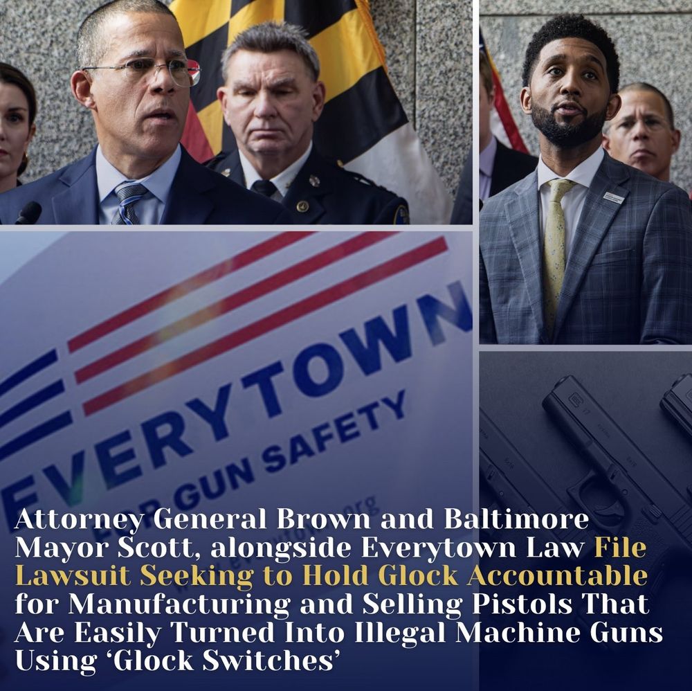 Today, we announced a lawsuit against Glock for manufacturing and selling pistols that can be easily modified into illegal machine guns, fueling gun violence in Maryland. Glock has known about this for years—and done nothing. 