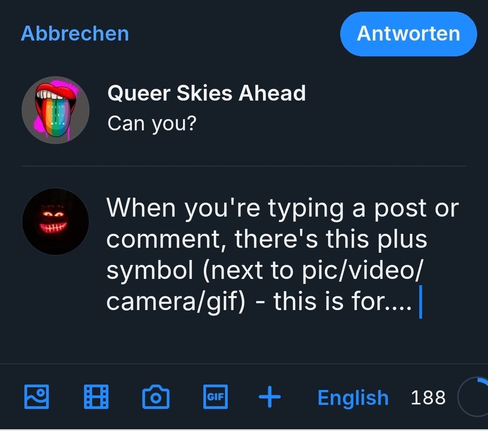 Screenshot of me typing the comment that shows the symbols I'm talking about 
