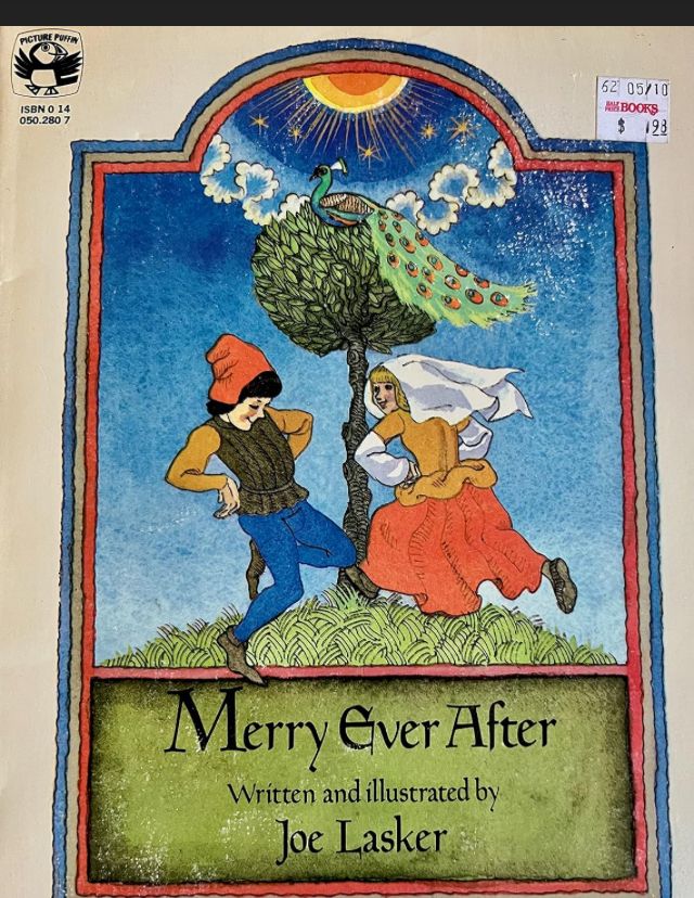 Jewel-bright coloured image of à book with young couple in medieval dress together