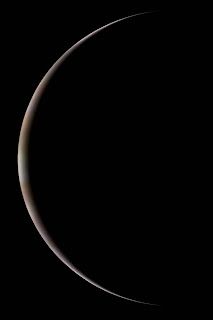 A crescent Jupiter from the Galileo orbiter