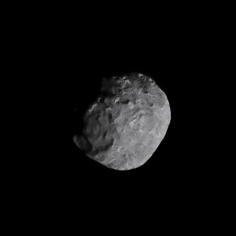 Proteus, the second largest moon of Neptune, from Voyager 2 on August 25, 1989.
