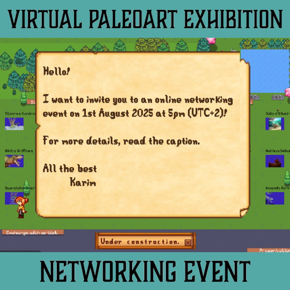 Invitation to online palaeoart networking event on 1st August 2025 at 5pm UTC+2