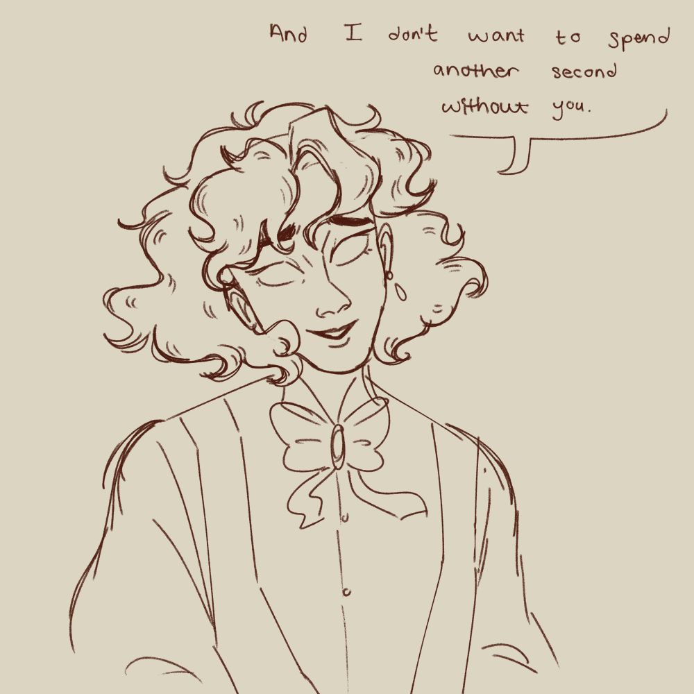 digital sketch of sebastian from the webtoon the blind prince. text says And I don't want to spend another second without you.