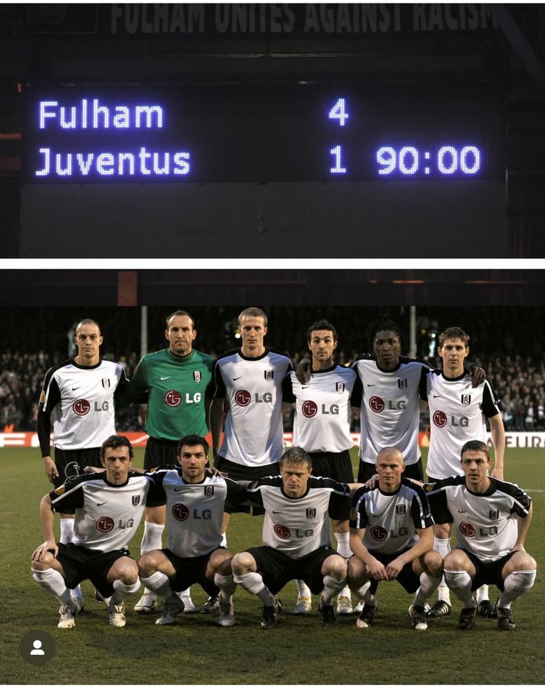 The Fulham team that beat Juventus 4-1 at craven cottage to overturn a 3-1 deficit from the first leg in the 2010 Europa League knockout stage 