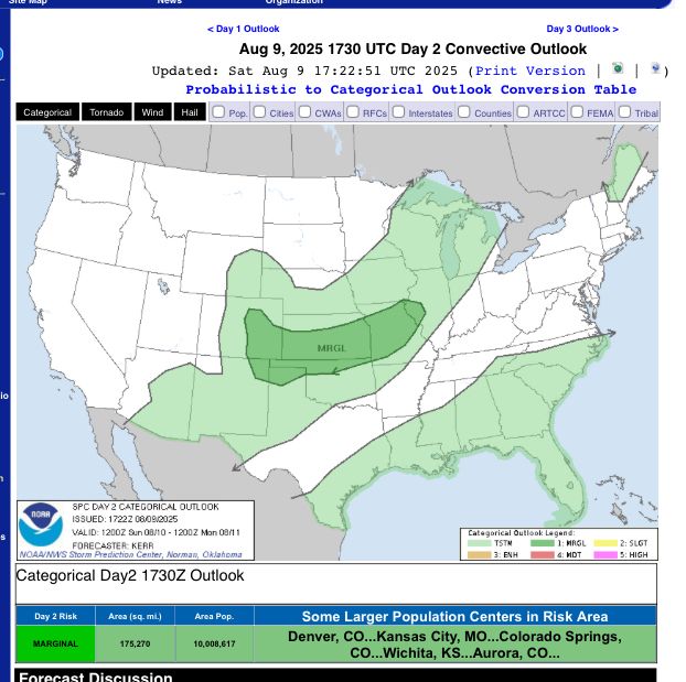 SPC Day 2 Convective Outlook gives the middle of the country a Marginal risk to get fucked. 😁