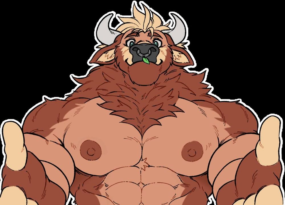 Bull Pon hugging sticker with massive tiddy
