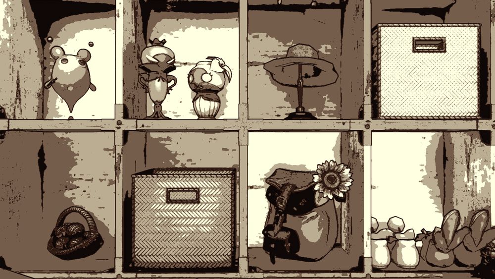 The same image, posterized in a tan-coffee brown pallet.