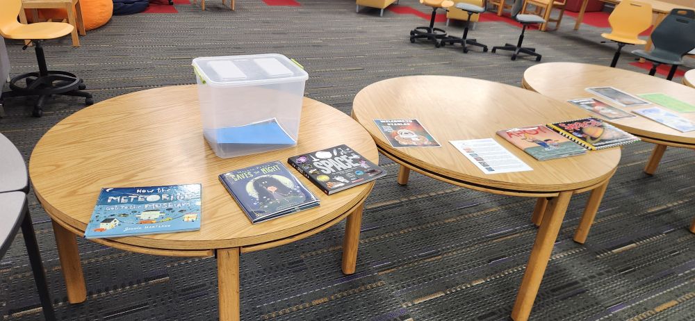 Tables with library swag