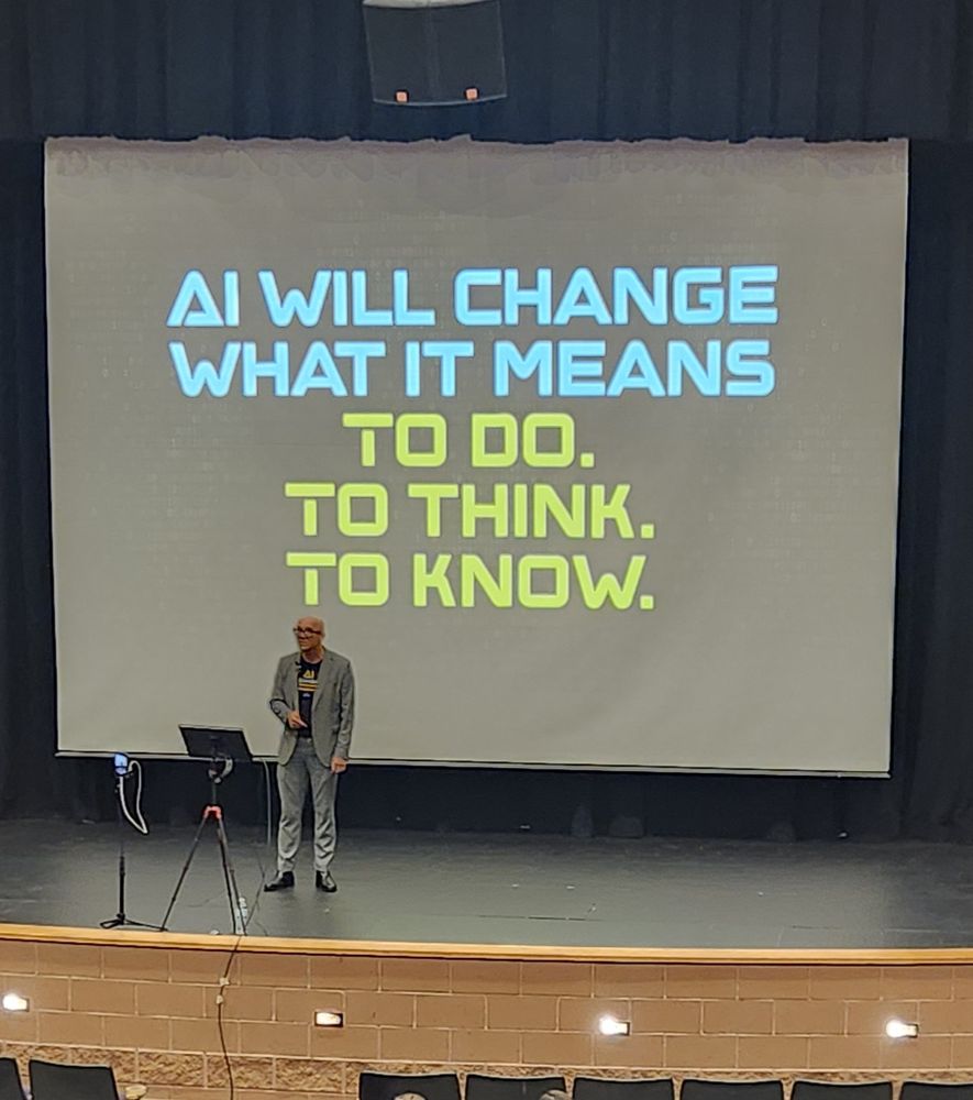 AI will change what it means to to do, to think, to know on a screen behind Matt Miller.