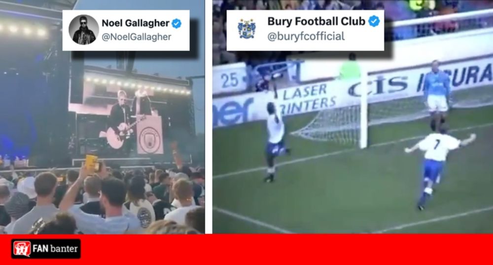 Bury FC gives cheeky response to Noel Gallagher's dig at the club during Oasis' Heaton Park gig - Fan Banter
