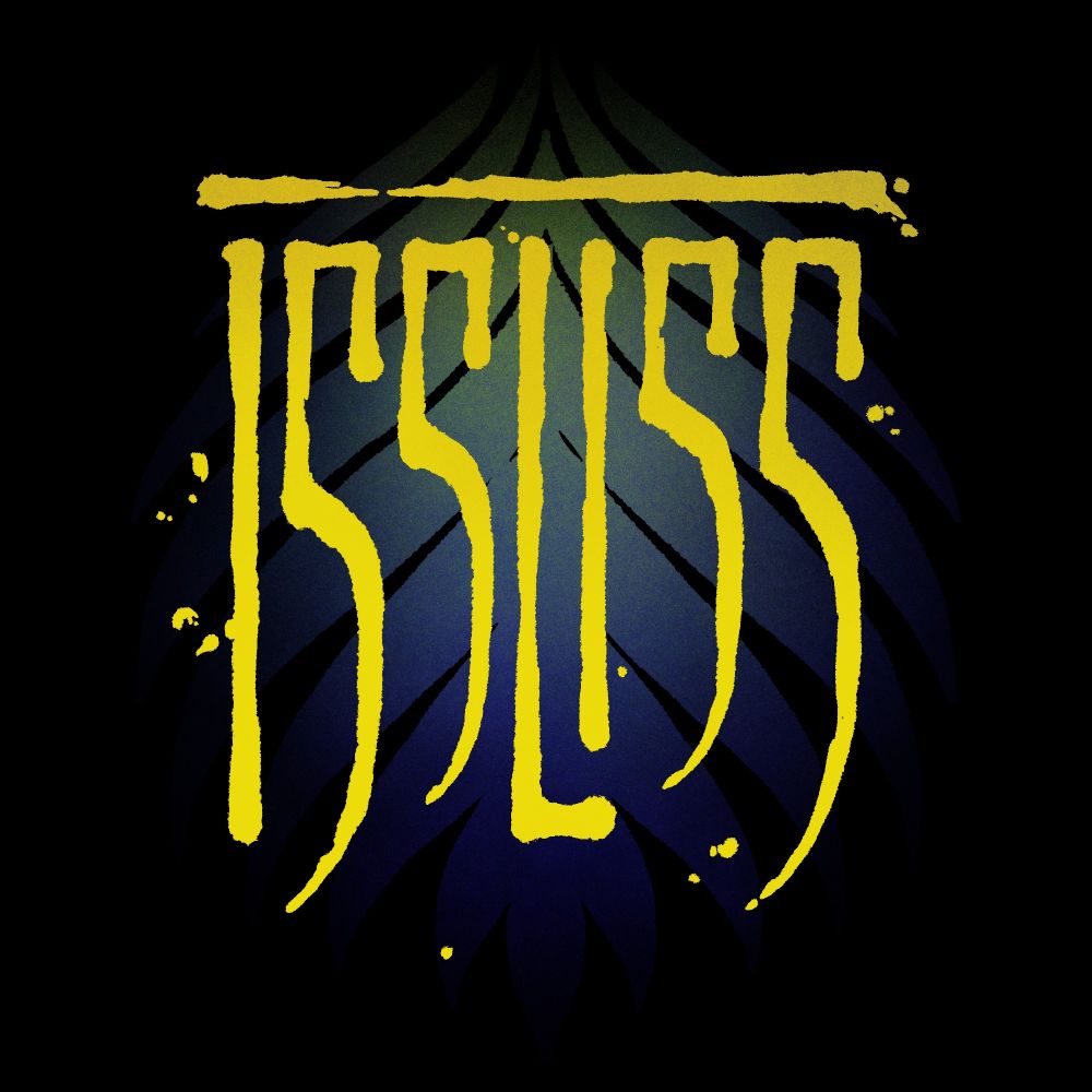 Issliss logo, yellow scratchy font over a dark blue design reminiscent of an insect carapace.