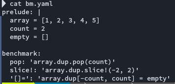 The benchmark YAML file for benchmark-driver