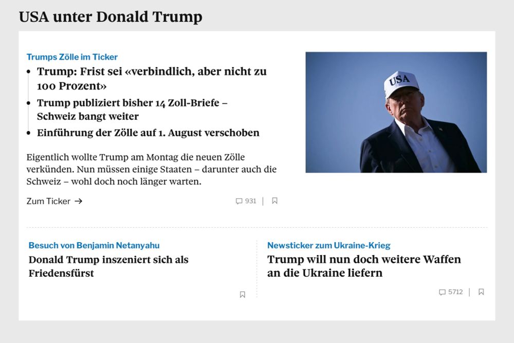 Aktueller Screenshot des Trump-Tickers, den der Schweizer „Tagesanzeiger“ führt.