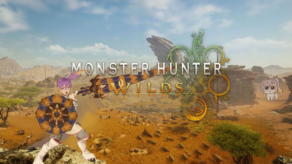 monster hunter wilds promotional screenshot, but chef with a tigrex lance replaces the original hunter in the art. 

yippee chef also stands in the distance between 2 hills