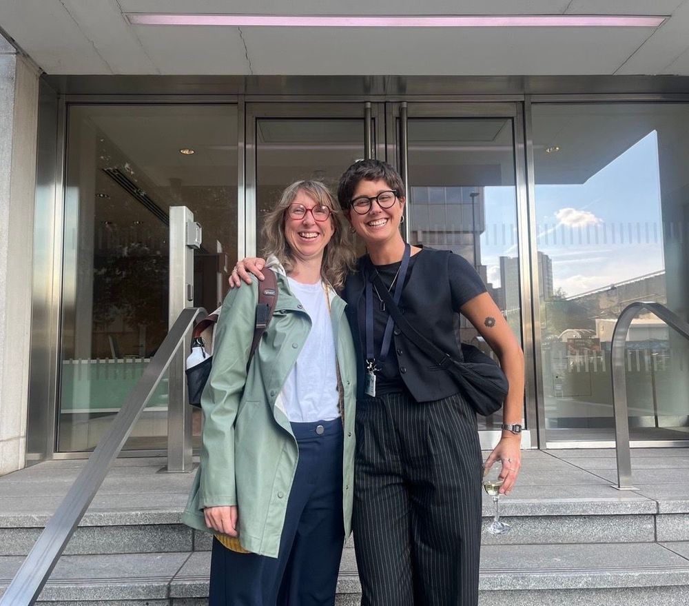 Evie Browne and Emilie Tant, organisers of the ODI Global and Irish Aid roundtable on holding the line on LGBTQI+ rights in a time of polycrisis, pictured outside the ODI Global office in London.