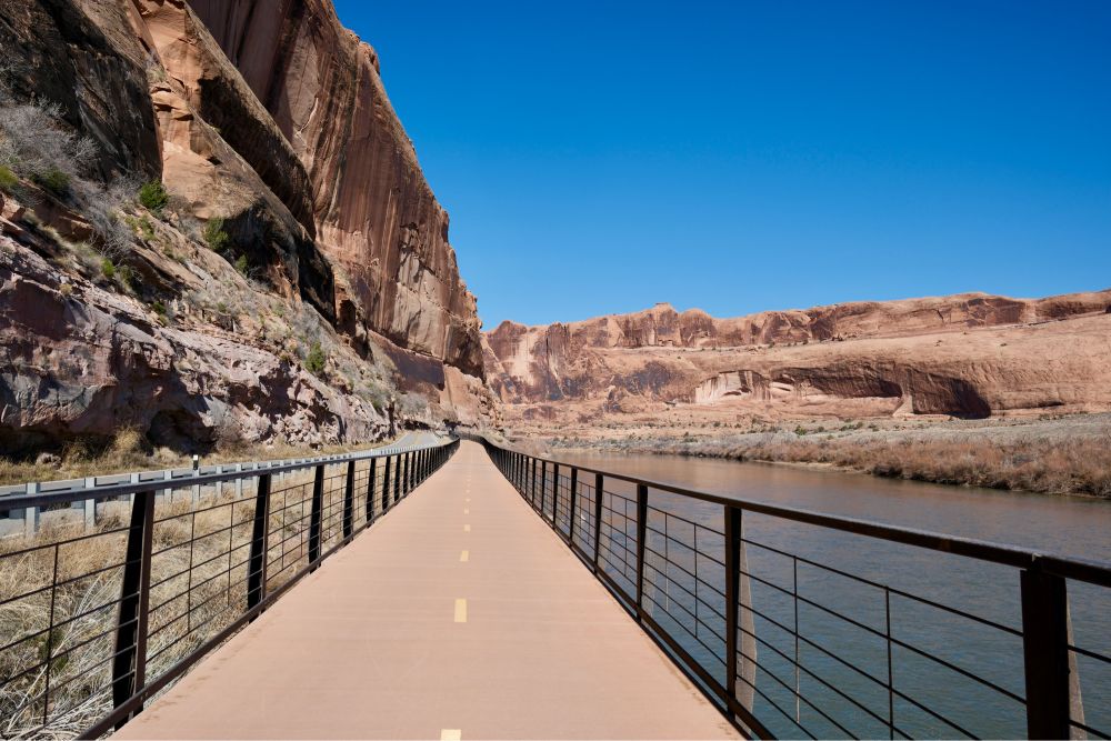 View of walking path along the Colorado river