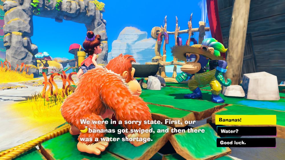 Donkey Kong Bananza screenshot, showing DK with a reddish tone.