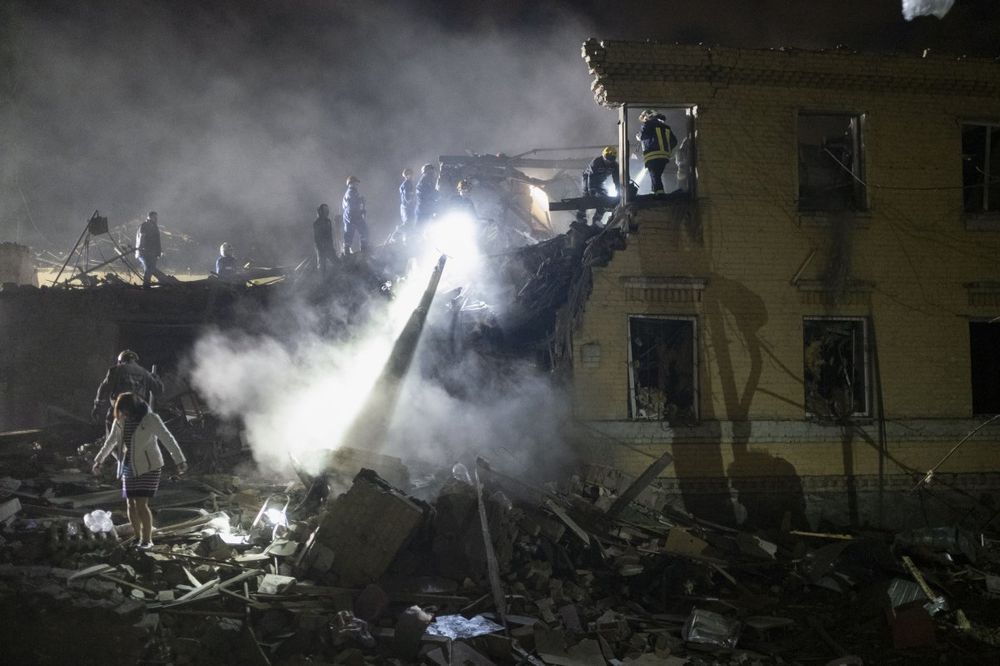Russia unleashed the largest airborne assault in almost a year against Ukraine overnight, killing at least eight people and injuring more than 70 in the capital, Kyiv, which was hit by dozens of missiles and drones, auth