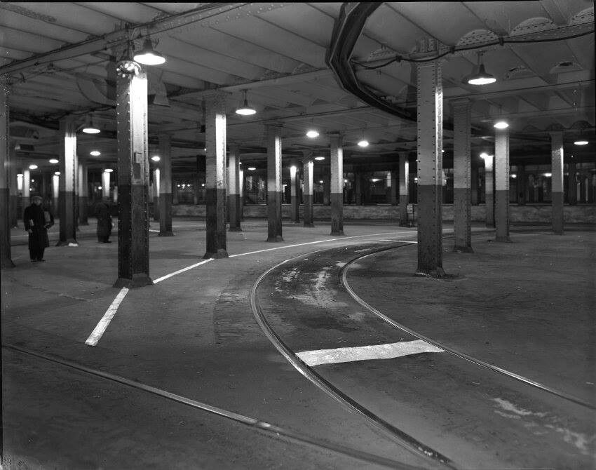 There was once a working trolley terminal underneath Delancey Street. Beginning in 1908, the Williamsburg Bridge Trolley Terminal was the departure point for streetcar service running over the Williamsburg Bridge.