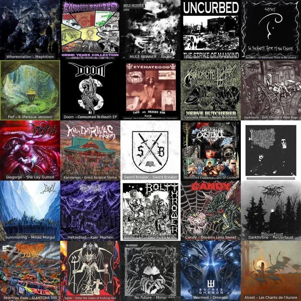 Lastfm Monthly: July 2024

 • Whoresnation - Mephitism
 • Carcass Grinder - Grind Years Collection
 • Mule Skinner - Abuse
 • Uncurbed - The Strike of Mankind
 • Antisect - In Darkness There Is No Choice
 • Fief - II
 • Doom - Consumed to Death
 • Eyehategod - Take As Needed For Pain
 • Concrete Winds - Nerve Butcherer
 • Darkthrone - Dark Thrones & Black Flags
 • Disgorge - She Lay Gutted
 • Kandarivas - Grind Surgical Shrine
 • Sword Breaker - S/T
 • Controlled Existance - Out of Control
 • Keys To The Astral Gates And Mystic Doors - S/T I
 • Summoning - Minas Morgul
 • Hekseblad - Kaer Morhen
 • Bolt Thrower - In Battle There Is No Law
 • Candy - Dreams Less Sweet
 • Darkthrone - Panzerfaust
 • Restrictor Plate - Slamtoma 500
 • Spiter - Enter The Gates Of Fucking Hell
 • No Future - Mirror
 • Wormed - Omegon
 • Alcest - Les Chants de L'Aurore

 https://www.last.fm/user/FeckinHaggis/listening-report/year/2024/month/7