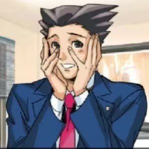 Phoenix Wright, de la saga Ace Attorney, sonrojado.