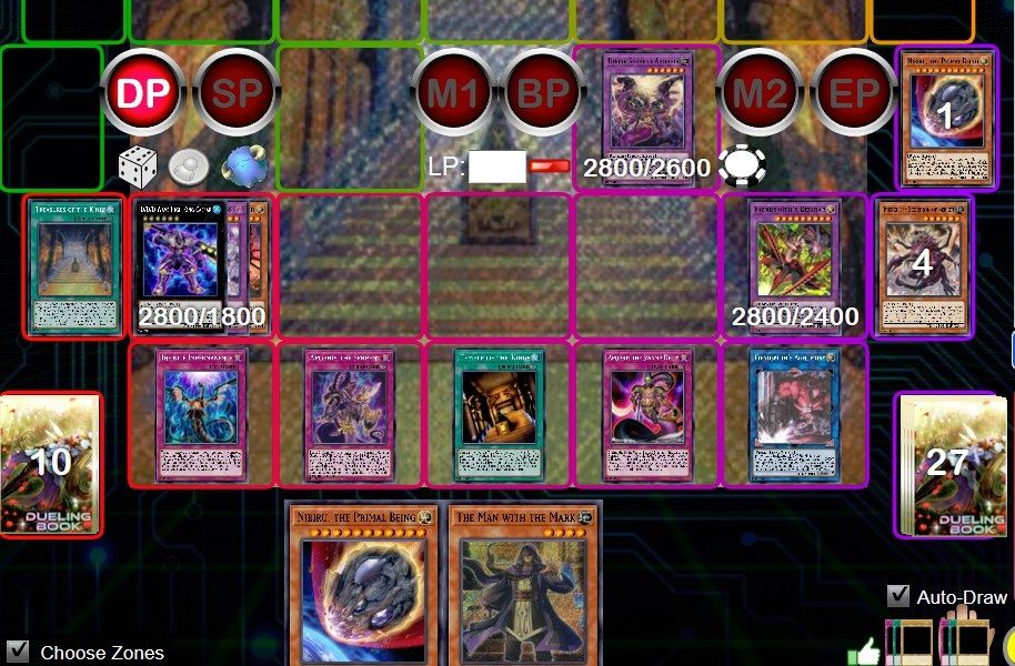 Duelingbook Endboard, dass folgendes zeigt: Tempel Fieldspell, Caesar in MZ1, Apophis Fusion in EMZ2, Desirae in MZ5, Imperm in S/T1, neue Apophis in S/T2, Tempel in S/T3, Swamp Deity in S/T4, Agnumday in S/T5
In der Hand: Nibiru und Man with the Mark