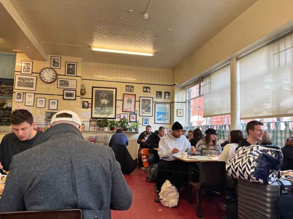 Inside the Regency with boxing photos on the walls