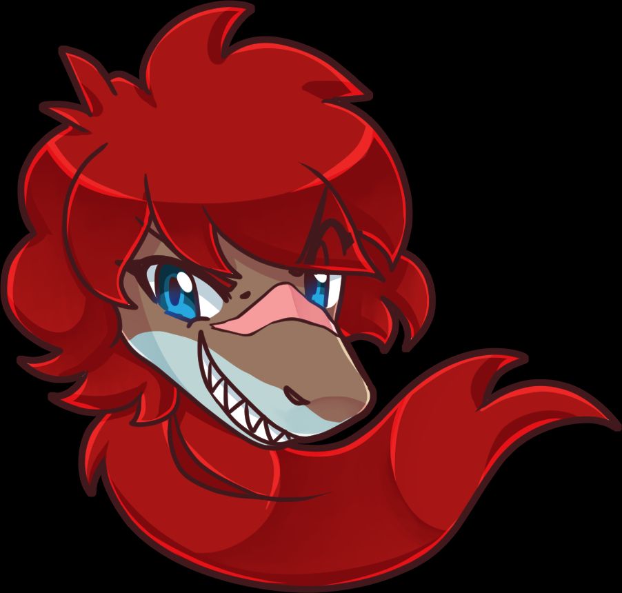 headshot of an anthropomorphic shark with a big scar across her nose