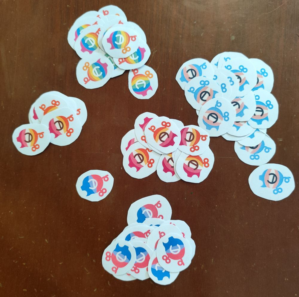 Pegatinas del logo de cultura con las banderas lésbica, bi, trans y LGBTQ+