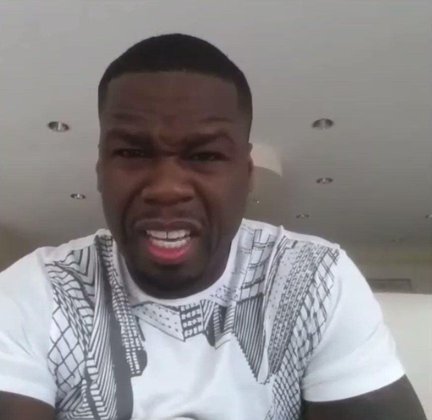 A still of 50 Cent from the infamous “What he say me for?” video