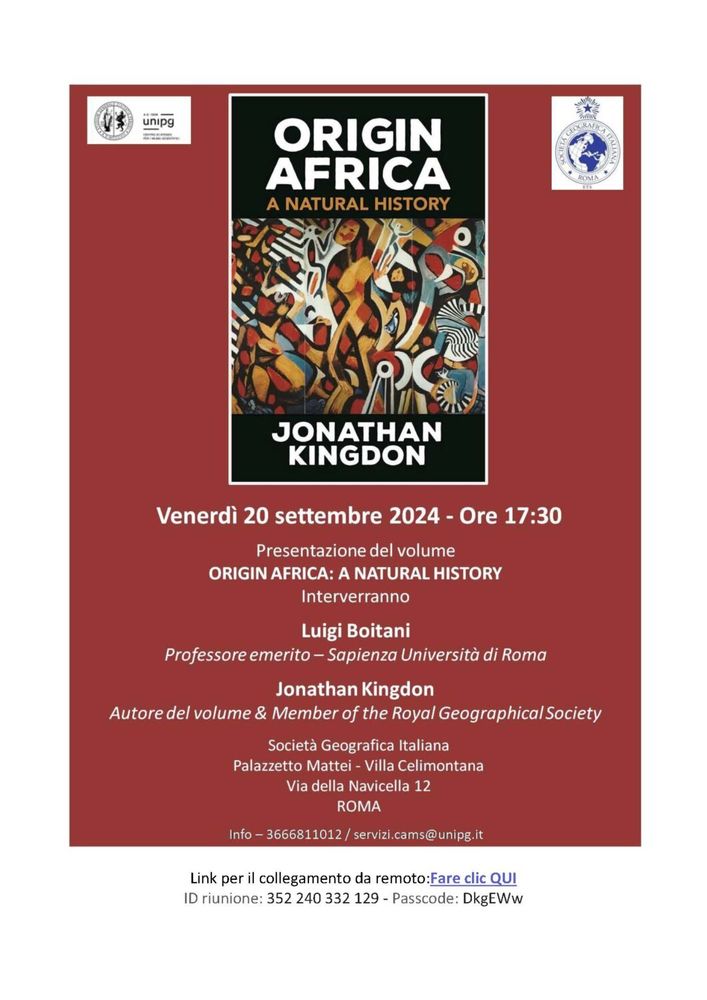 Jonathan Kingdon a Roma, presentazione del libro “Origin Africa: A Natural History” 