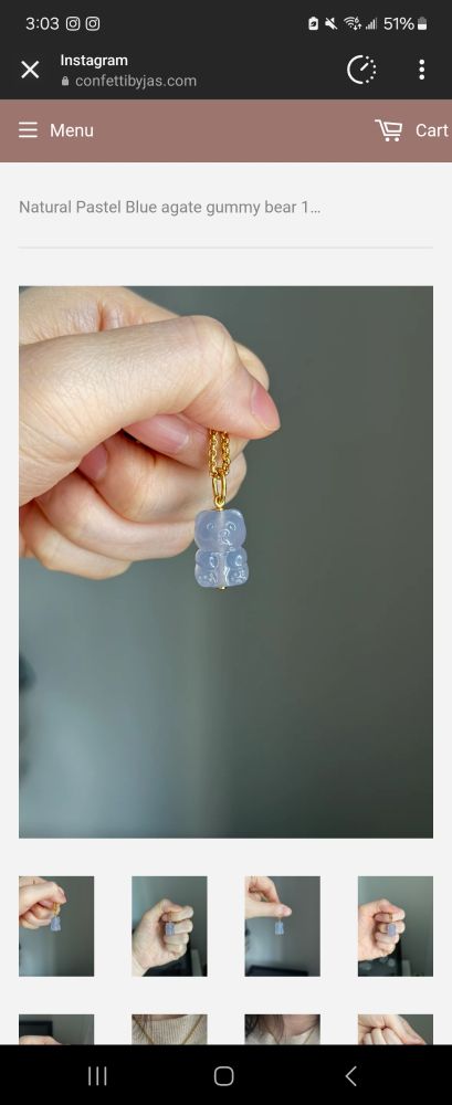 A screenshot showcasing a gummy bear necklace