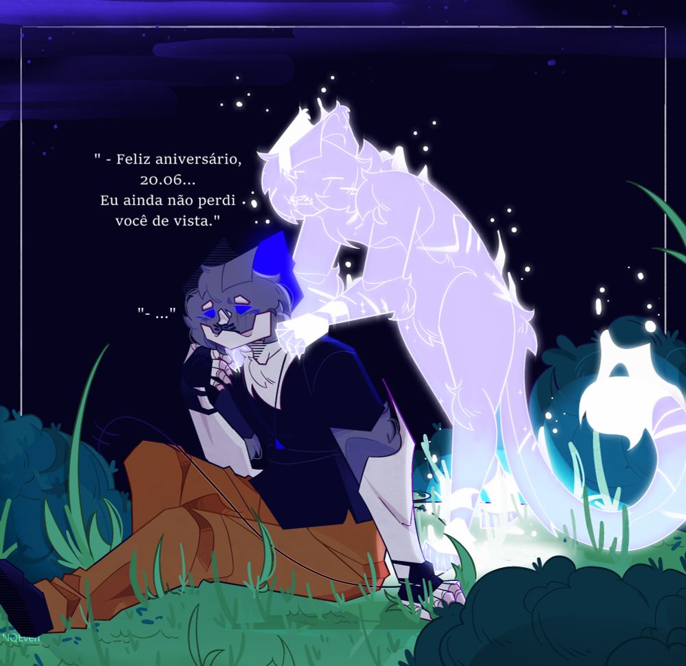 Numa floresta escura, Nuberaq que está sentado e com sinais de choro pelas marcas de baixo de seus olhos, tenta agarrar a mão que segura seus ombros, pertencente a uma figura iluminada e brilhante. Sua luz reflete tudo ao seu redor, mas não é tocado. 
A figura diz "feliz aniversário, 20.06. eu ainda não perdi você de vista." Revelando seu nome de batismo e o carinho que sente.
Nuberaq, por sua vez, não responde. Mantém a postura tensa, olhos baixos e sobrancelhas franzidas. 