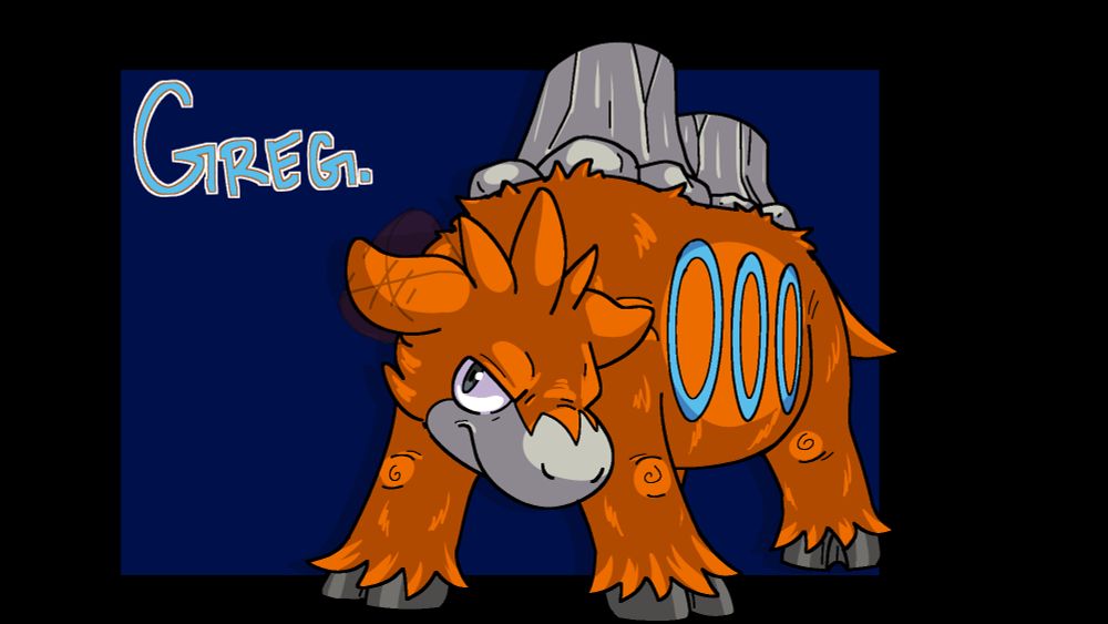 A Camerupt is alert and listening, evident by its wiggling ear.