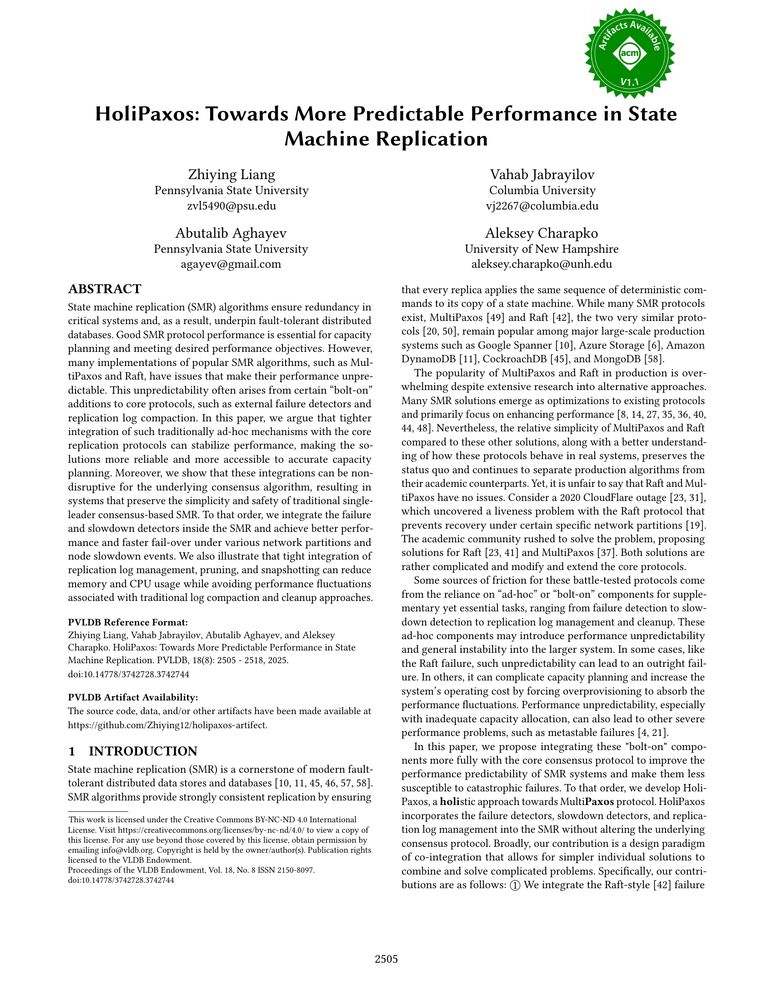 Thumbnail: HoliPaxos: Towards More Predictable Performance in State Machine Replication