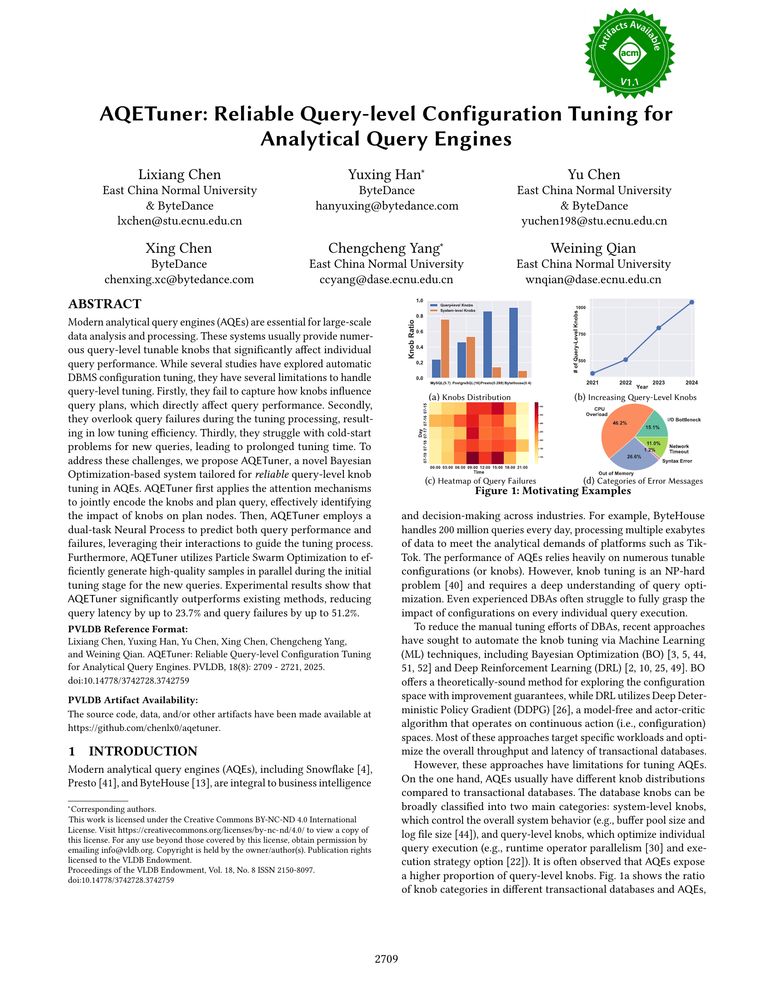 Thumbnail: AQETuner: Reliable Query-level Configuration Tuning for Analytical Query Engines
