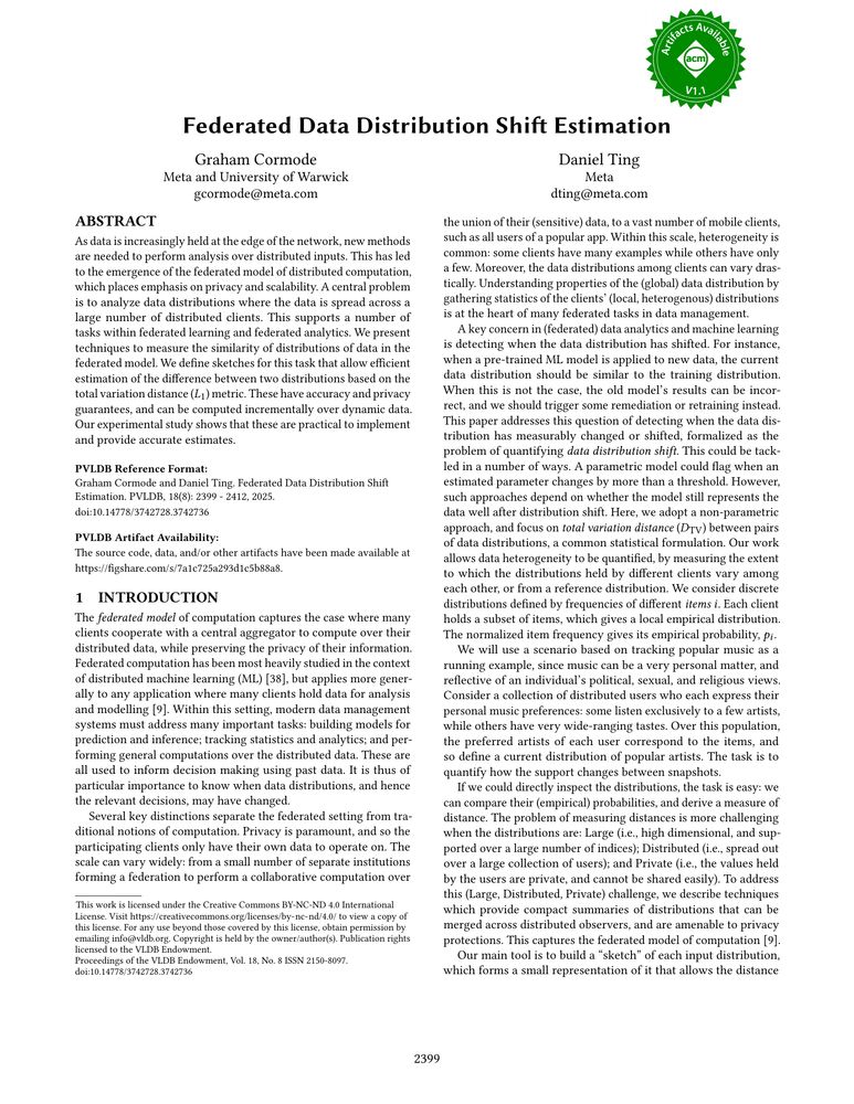 Thumbnail: Federated Data Shift Distance Estimation