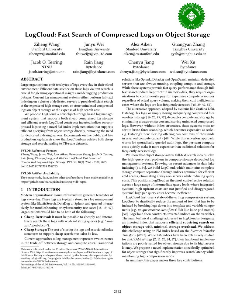 Thumbnail: LogCloud: Fast Search of Compressed Logs on Object Storage