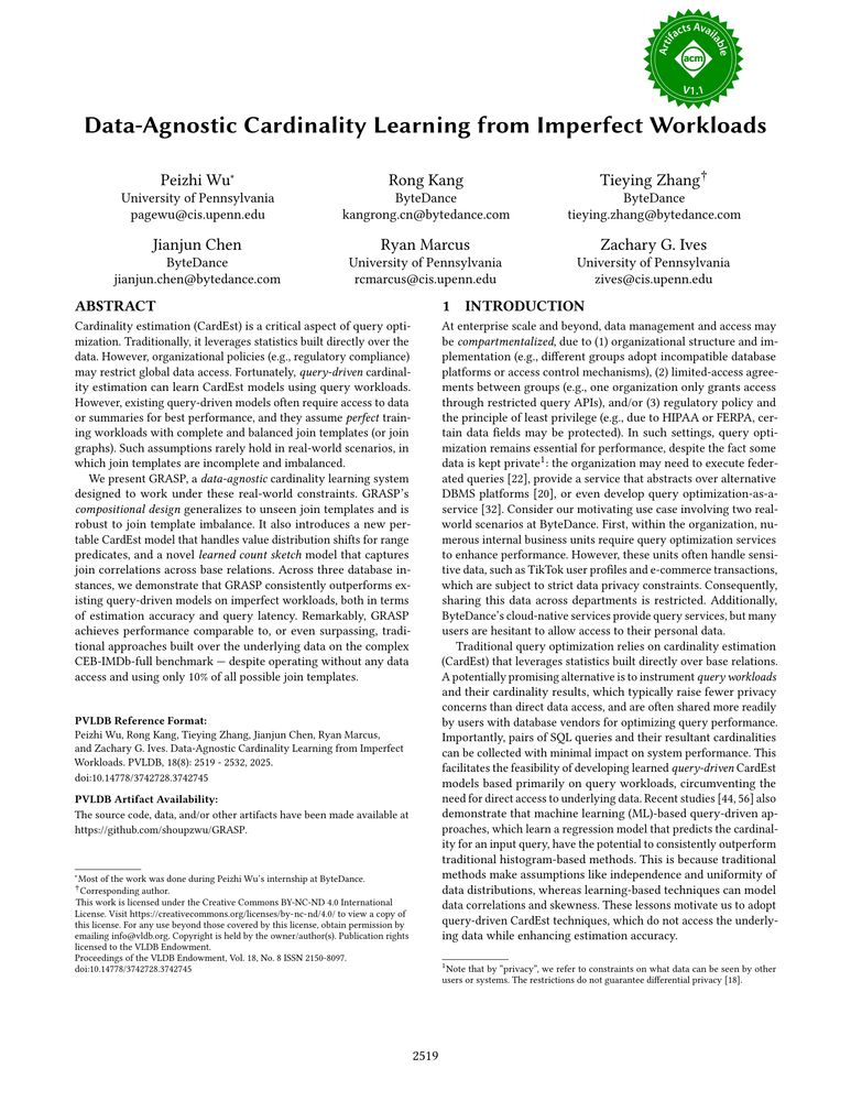Thumbnail: Data-Agnostic Cardinality Learning from Imperfect Workloads