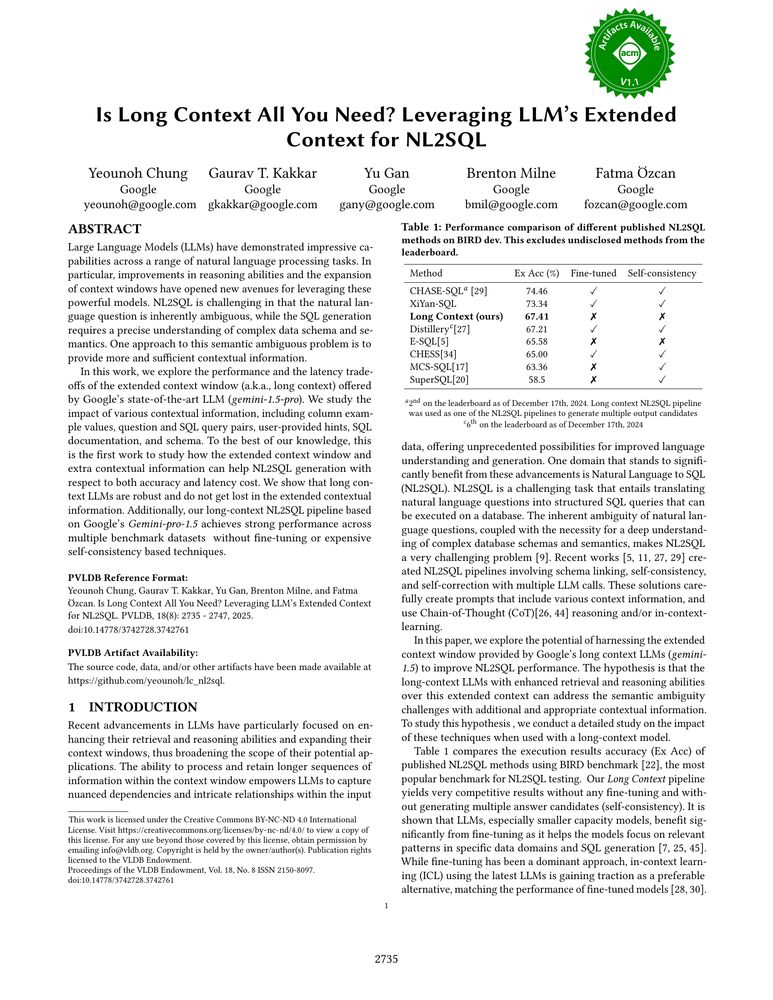 Thumbnail: Is Long Context All You Need? Leveraging LLM's  Extended Context for NL2SQL